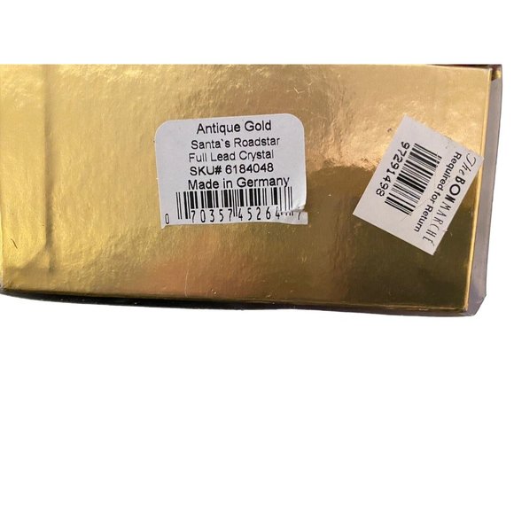 Gorham Santa’s Roadstar Full Lead Crystal Ornament Antique Gold - Picture 3 of 7